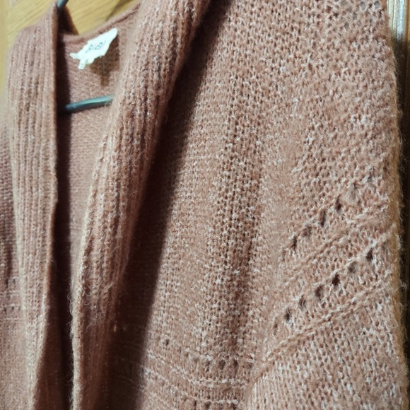 Bibi Cardigan Open Front Long Hooded Sweater with Pockets Women's Small Pink - Picture 3 of 9